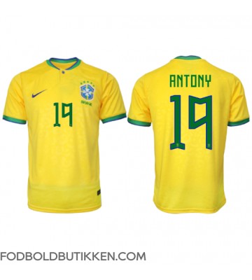 Brasilien Antony #19 Hjemmebanetrøje VM 2022 Kortærmet